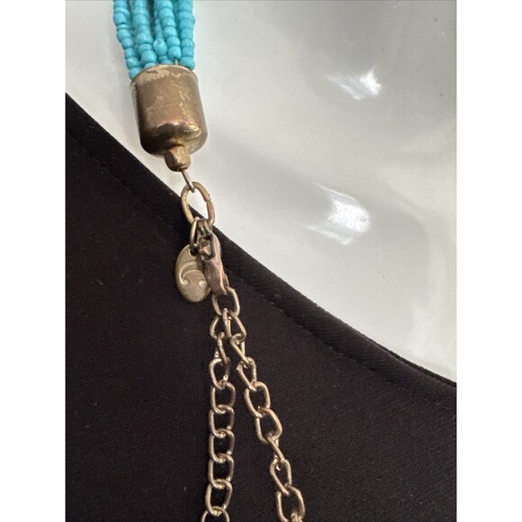 Blue And Gold Multi Strand Necklace Adjustable - Picture 6 of 6